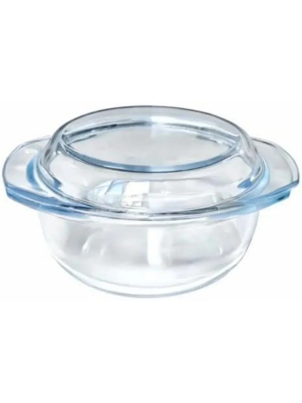Mini 1-QT Round Glass Casserole Dish with Lid - Tempered Clear Bowl for Baking